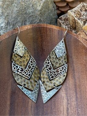Boho Mixed Metal Drop Earrings - Gold & Silver vintage statement y2k everyday